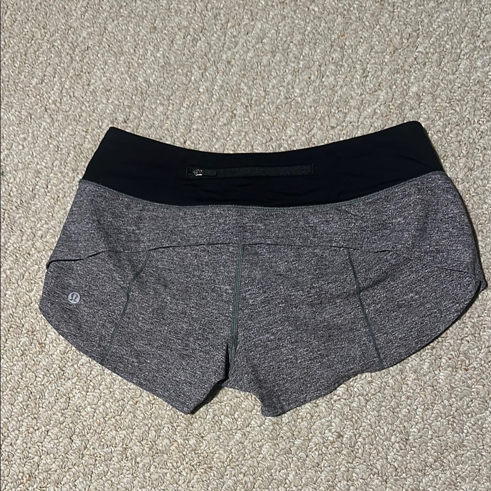 Lululemon Athletica Gray and Black Athletic Shorts with Elastic Waistband